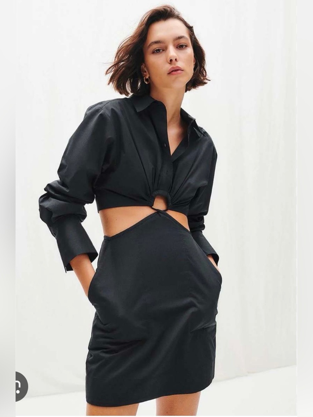 Shona Joy Andrea Long Sleeve Keyhole Mini Dress